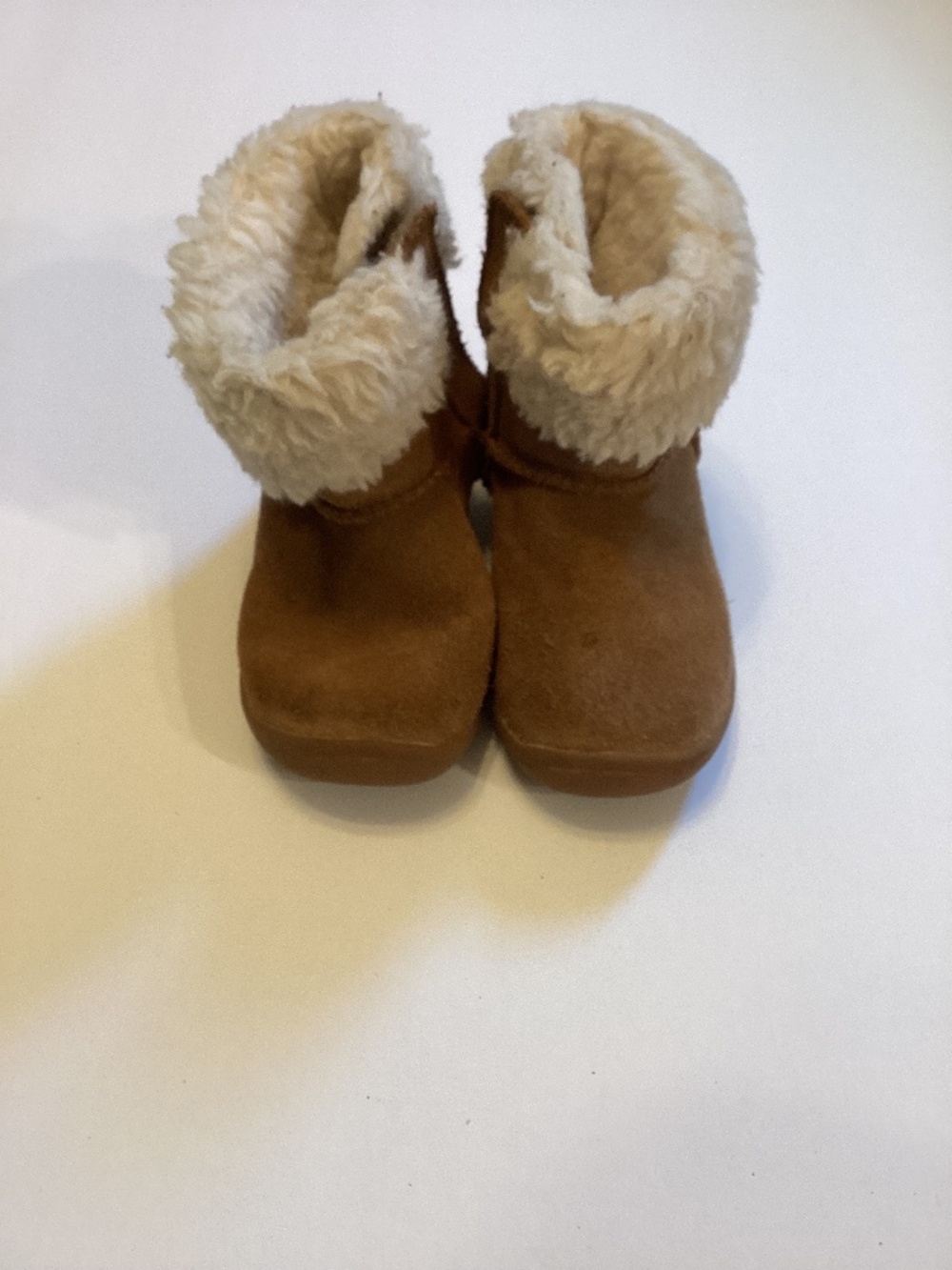 UGG Toddler Girls Chestnut Suede Shearling Boots Size 5, Hook & Loop Closure